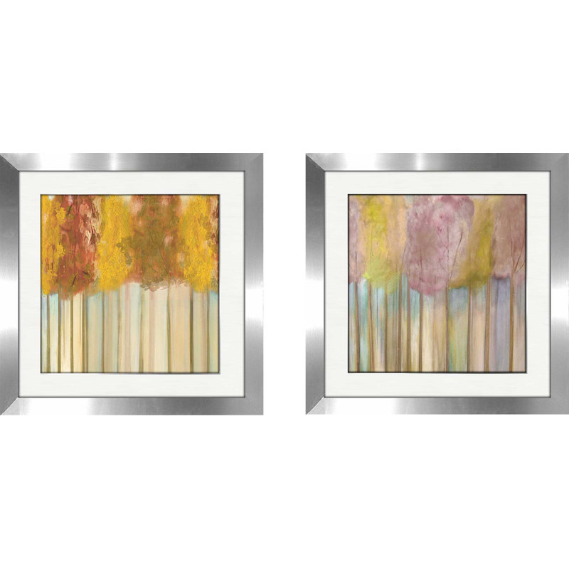 « matinée light », ensemble de 2 reproductions de peintures à l’acrylique encadrées, H 16,5 po x l 33 po x P 1 po, Blanc mat