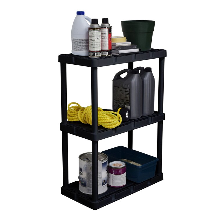 Gracious Living Plastic 3-Tier Utility (24-in W x 12-in D x 33-in H), Black  in the Freestanding Shelving Units department at