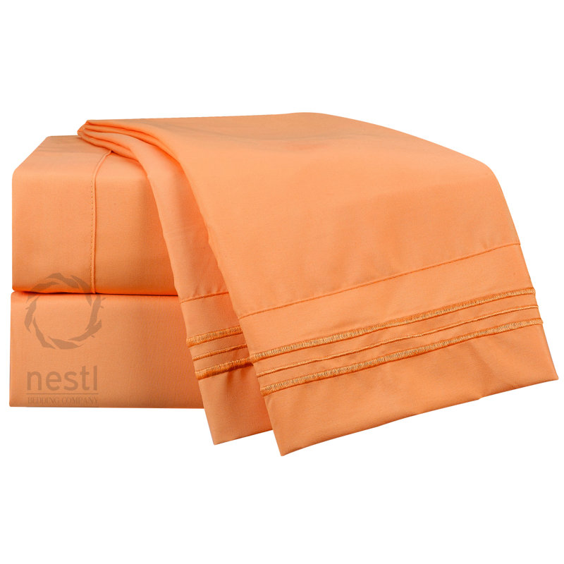 Striped Sheet Set, Full, Apricot Buff Orange