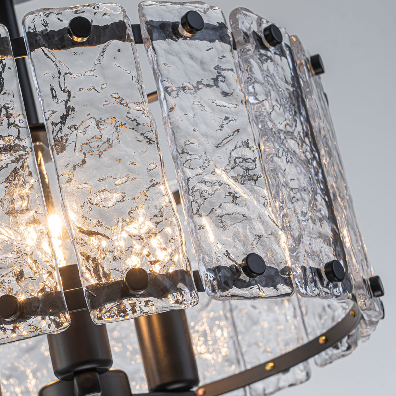Plafonnier semi-encastré 3 lumières 13,39 po, Noir mat