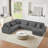 129" Oversized Sectional Sofa U-shaped Sofa Couch Modern Sofa Upholstered in Soft Corduroy with a Chaise Lounge for Living Room, Dark Gray-1966797689