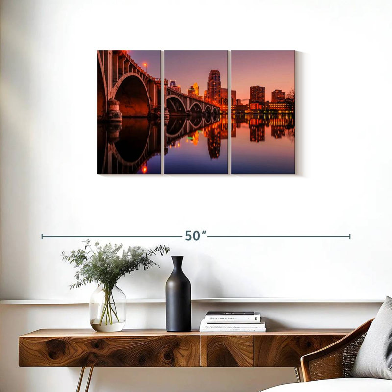 Sirci, Minneapolis, paysage urbain au crépuscule, H 20 po x l 33 po