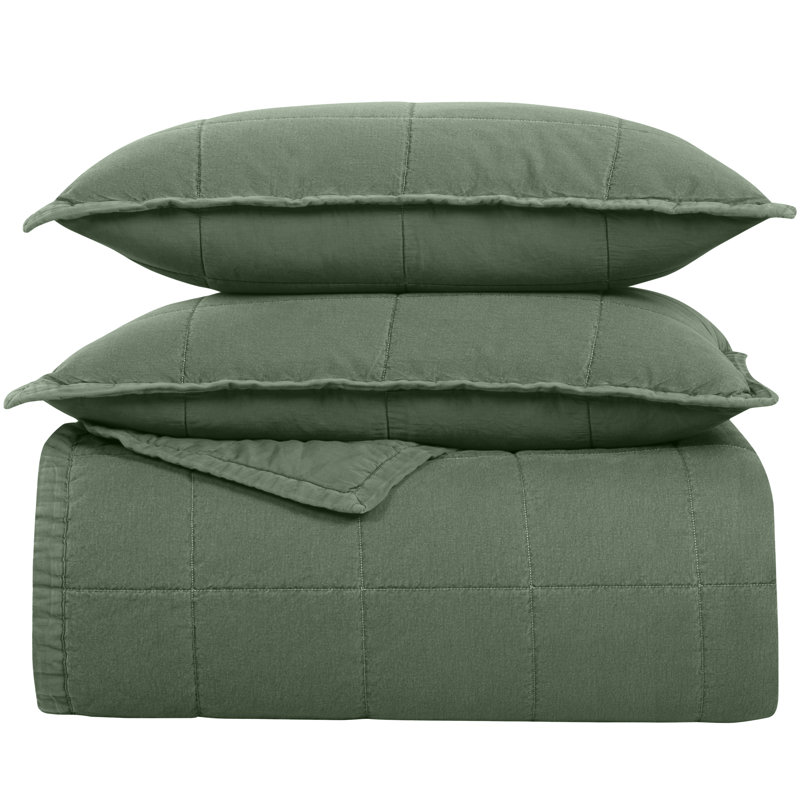 Cotton Canvas Twin Coverlet Set , Forest