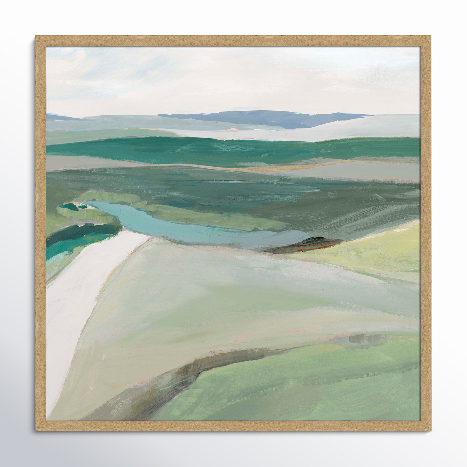 Wolfdale "Fields of Green II" Print by Ian C, 27.5" H x 27.5" W x 1.25" D, Natural Framed