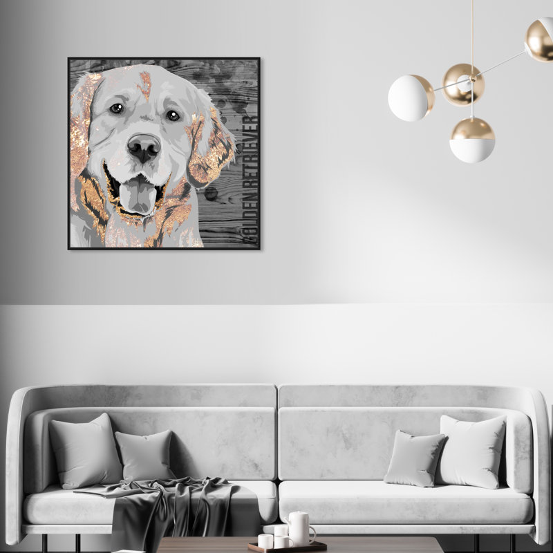 « love golden retriever », impression sur toile tendue, H 12 po x l 12 po x P 1,5 po, Cadre noir