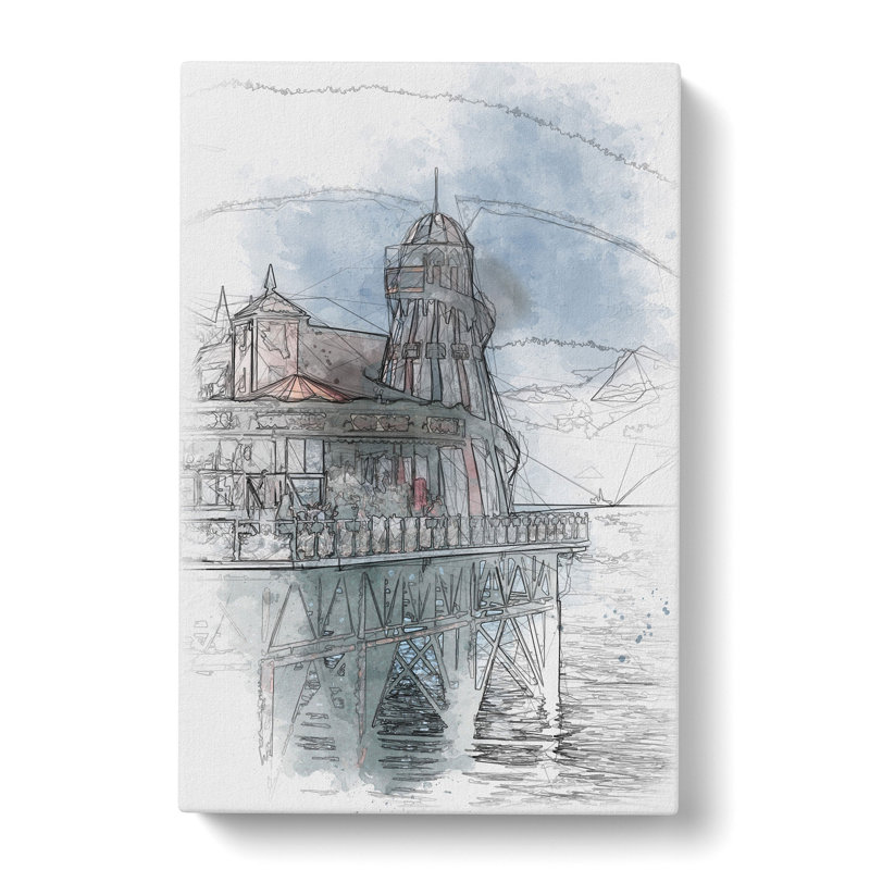 Brighton Pier Sketch - Wrapped Canvas, 76cm H x 50cm W x 3cm D