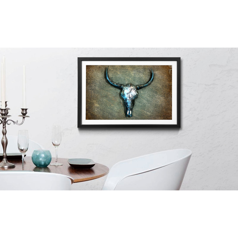 Buffalo Skull - Single Picture Frame Print, 60cm H x 80cm W
