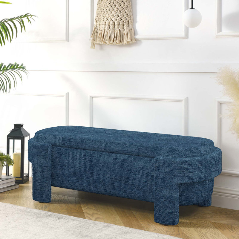 Latitude Run® Linen Fabric Upholstered Bench with Large Storage