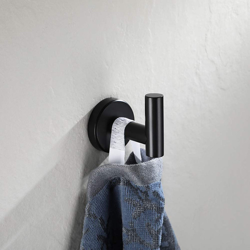 Matte Black Metal Bathroom Hardware Accessories Set, 5 Pieces