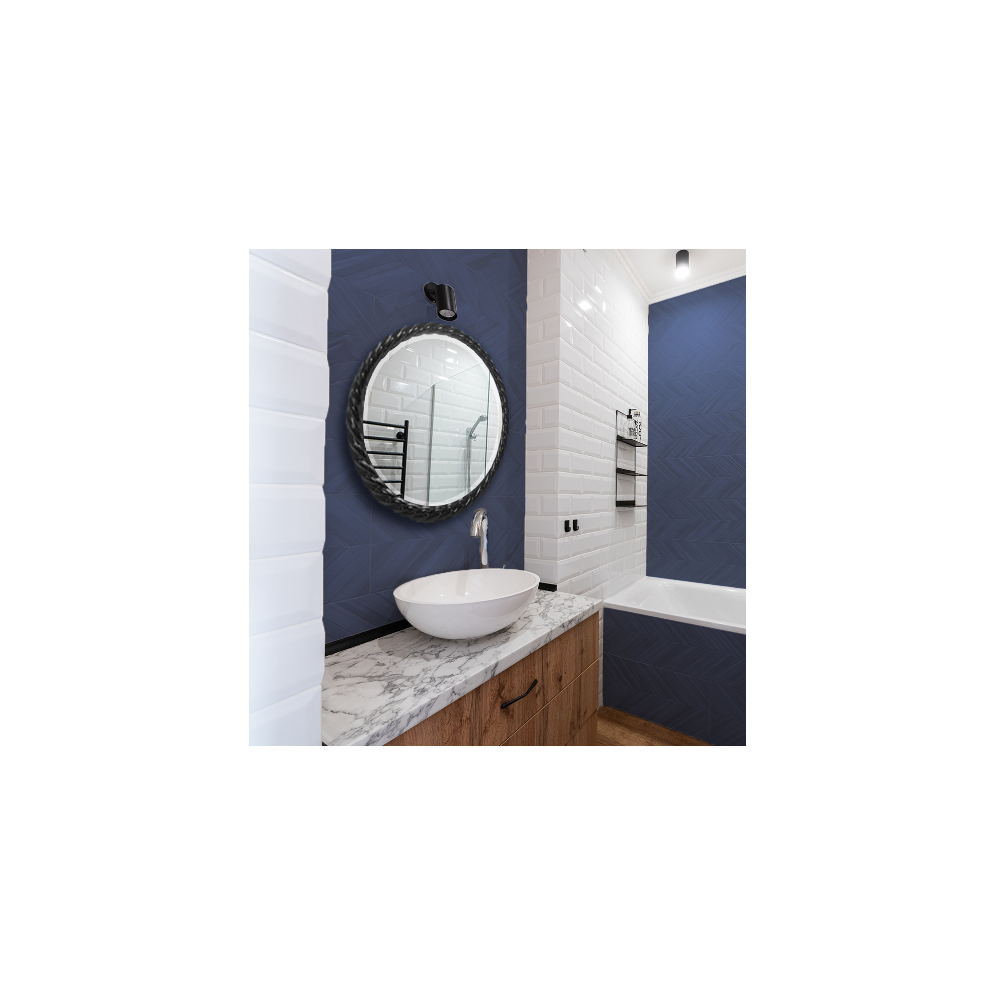 Mara Round Mirror, Black