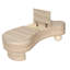 Table basse irrégulière avec plateau rabattable et compartiment de rangement caché