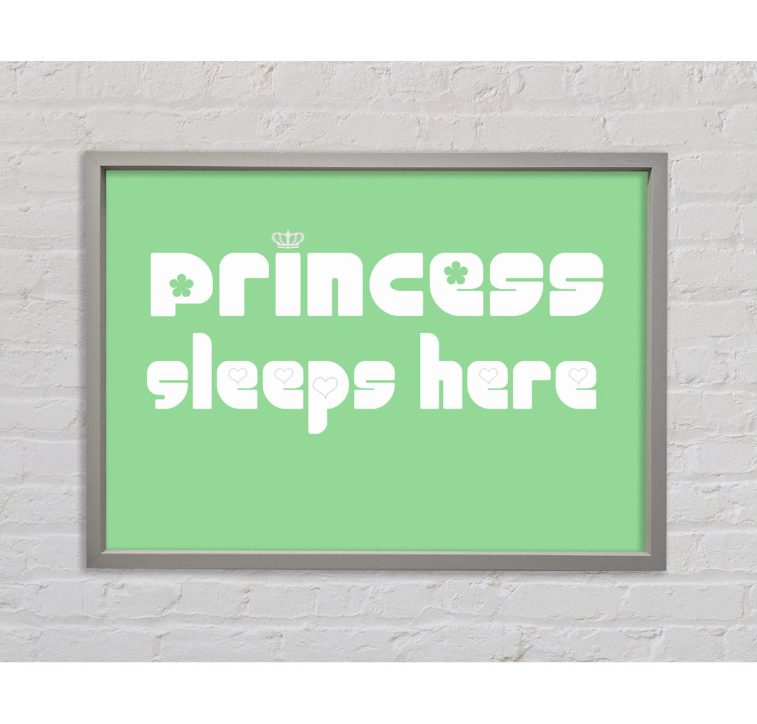 Princesss Sleeps Here 2 Grün - Einzelner Bilderrahmen Typografie auf Leinwand