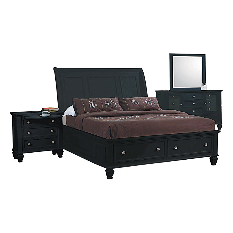 Ensemble de chambre à coucher 4 pièces en noir