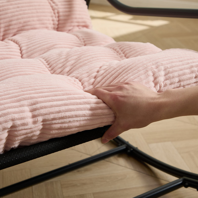 Chaise berçante d'extérieur, coussin confortable, Pink, Black