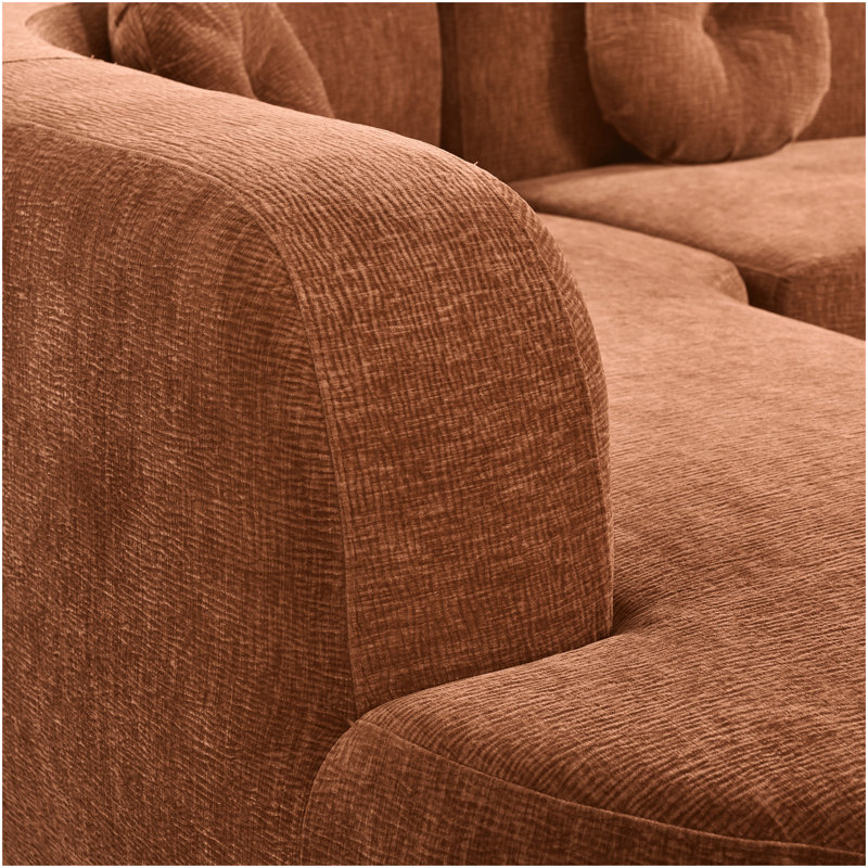Très grand canapé modulaire en tissu doux de 122 po Mirod, conception courbée élégante avec trois coussins ronds, mousse haute résilience pour un confort ultime