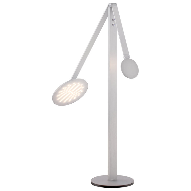 Adjustable White Acrylic LED Floor Lamp with Chiseled Nickel Finish