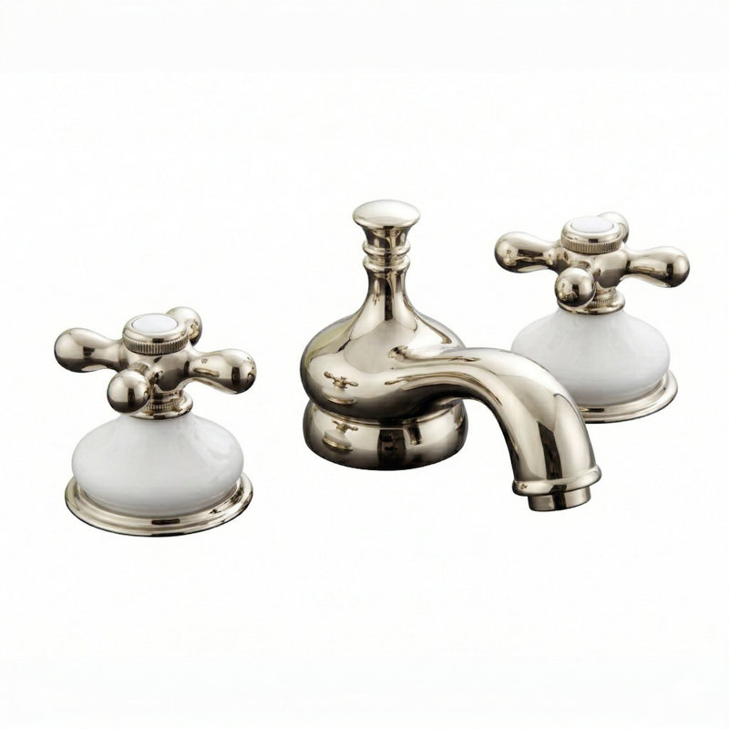 Sacramento Widespread Faucet, Porcelain by Strom Living, Polished Nickel