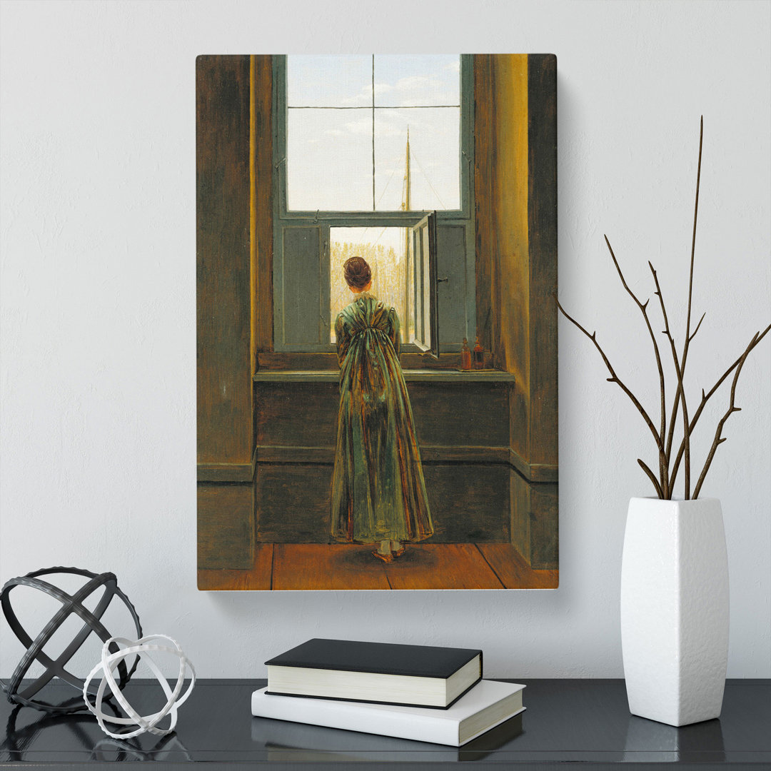 Woman At The Window by Caspar David Friedrich - Wrapped Canvas Painting