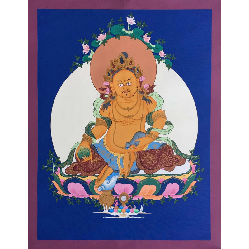 Dzambala Thangka (Thangka sans brocart) | Gouache et couleurs acryliques sur toile de coton