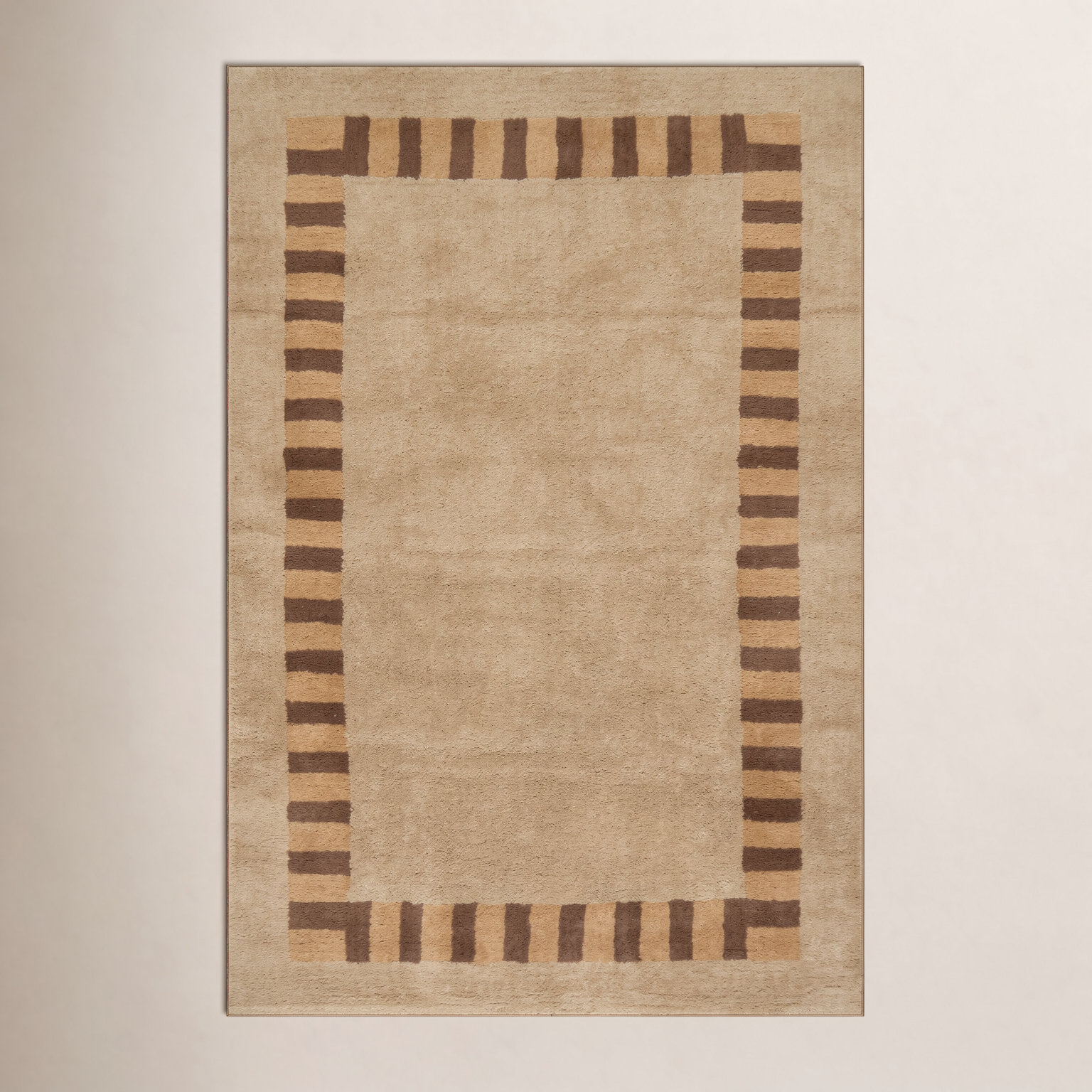Bordered Hand-Tufted Striped Rug, Rectangle 5' x 8'