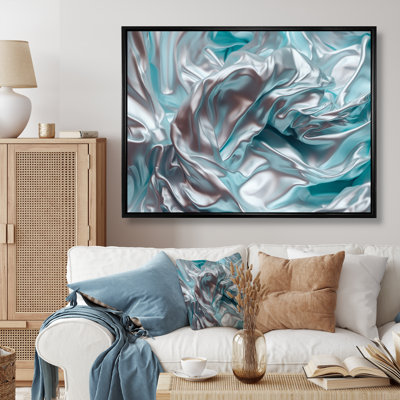 Silver Blue Dancing Colors - Abstract Marble Canvas Print