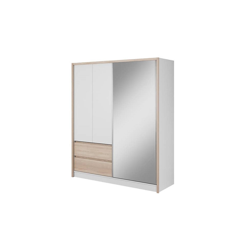 Delmy 3 Door Solid + Manufactured Wood Wardrobe, Oak Sonoma, 214cm H x 180cm W x 62cm D