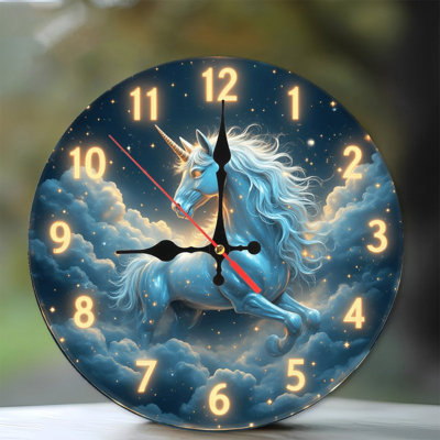 Blue Unicorn Clock