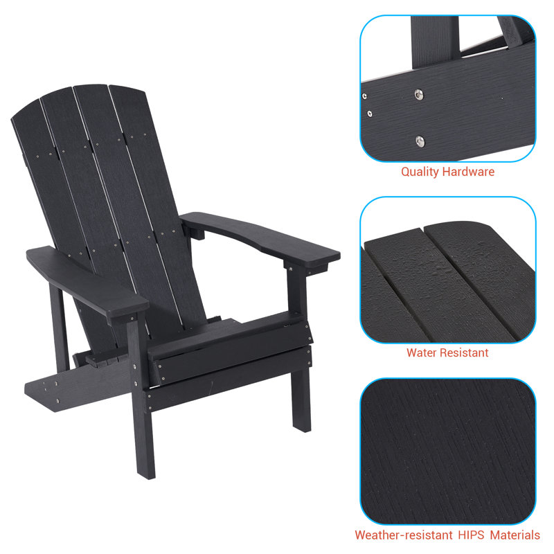 Chaise de patio en plastique Adirondack, Noir