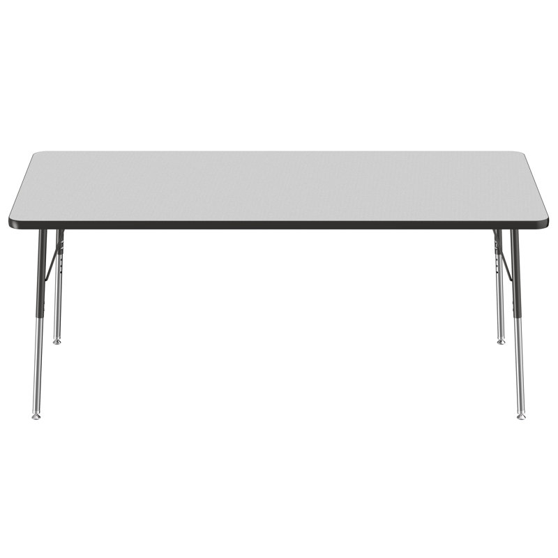 Table d'activité rectangulaire à hauteur réglable en forme de T, Gris / Noir, 36 po x 72 po, Roulement pivotant standard