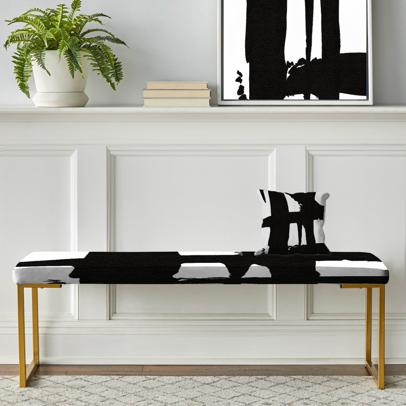 Finkel - Abstract Modern Upholstered Gold Bench