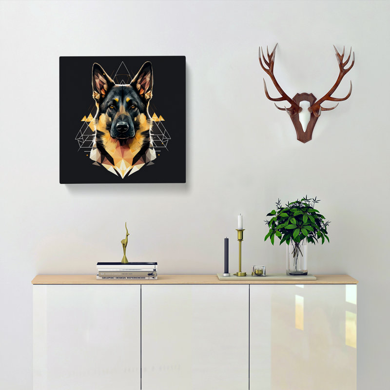 German Shepherd Geometric - No Frame Print, 35cm H x 35cm W x 3cm D