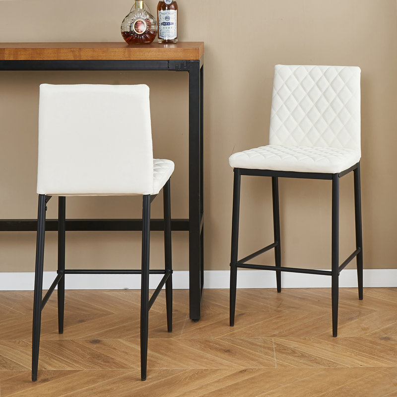 Rolands Upholstered Counter Stool with Metal Frame, White