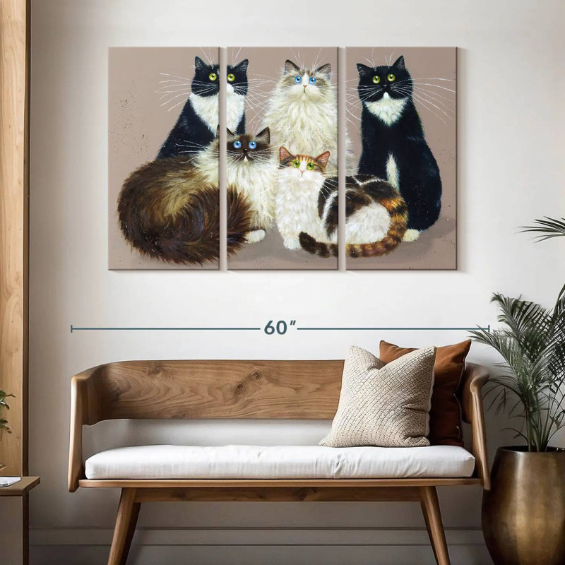 Brampt Five Cat Gang, 32" H x 50" W