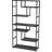 Modern Geometric Open Bookcase With Faux Concrete Wooden Shelves For Versatile Storage And Display