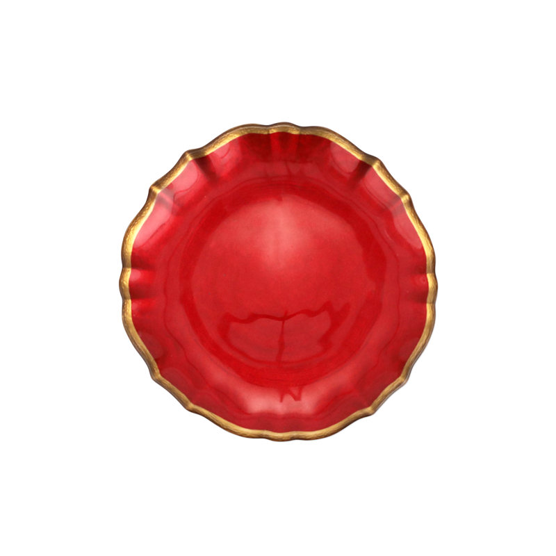Baroque Handmade Glass Bread And Butter Plate, Red