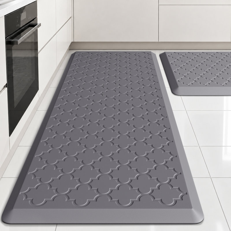 Tapis de cuisine antidérapant, Runner 17.3" x 30" + 17.3" x 47", Gris