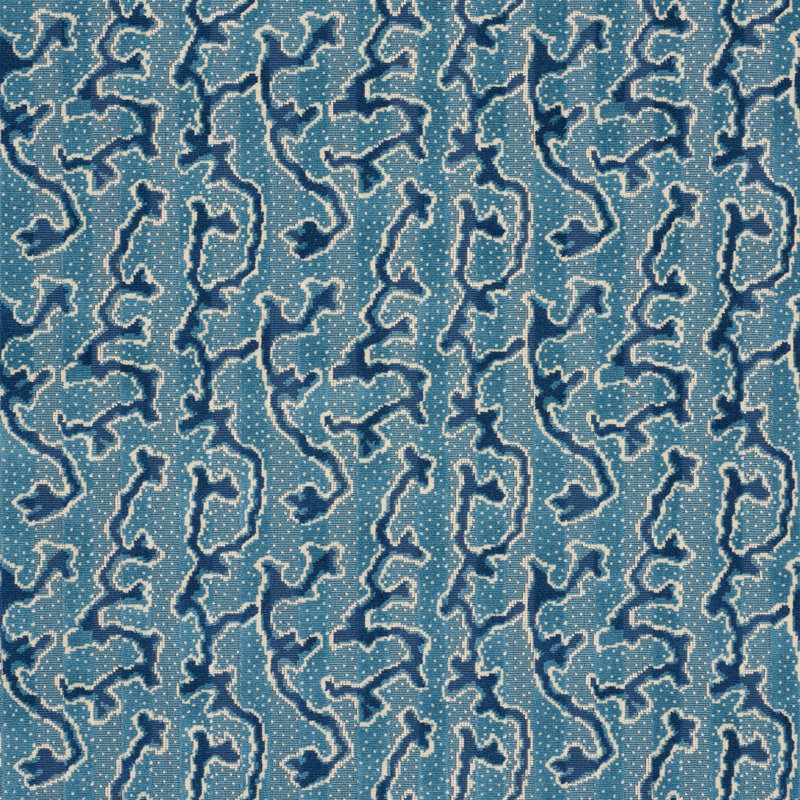 Tissu en velours Schumacher x Timothy Corrigan Corail, Méditerranéen