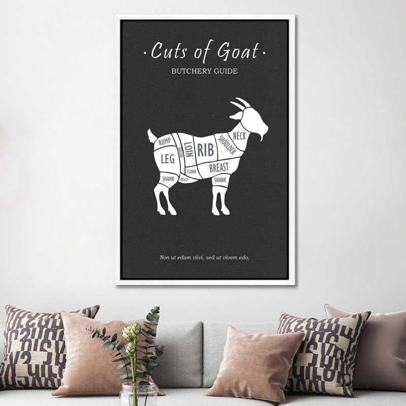 Butchery Goat by Mark Rogan - Print on Canvas, White Framed, 152.4cm H x 101.6cm W x 3.81cm D