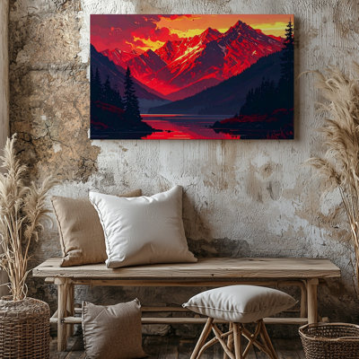 «Crimson Twilight Mountain», art sur toile