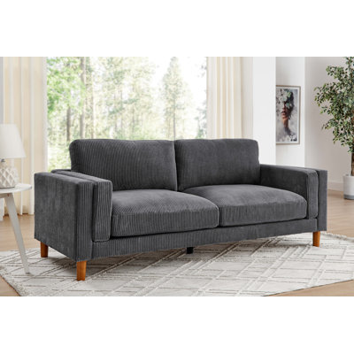 87" Square Arm Sofa with Reversible Cushions