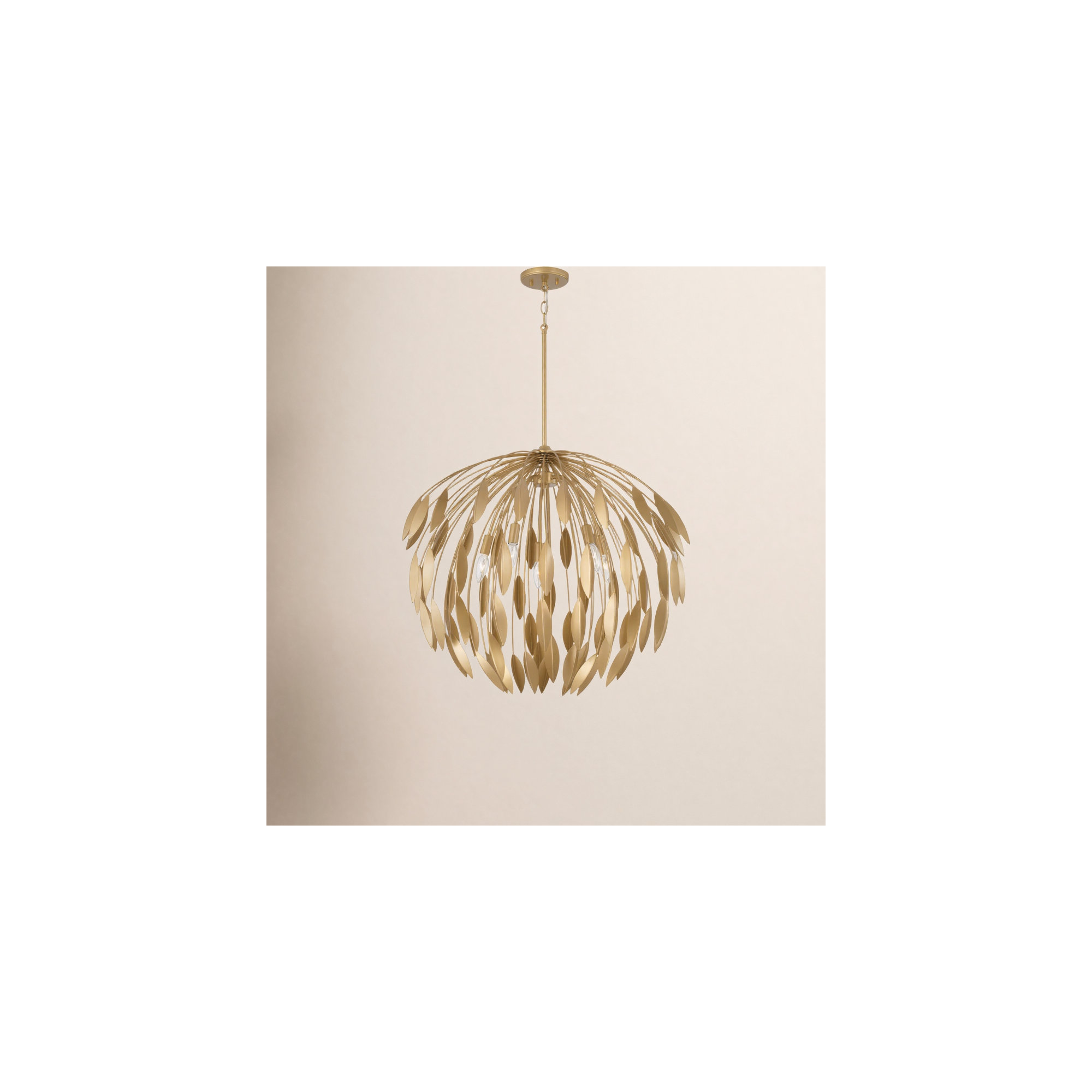 5 Light Dimmable Pendant, Gold