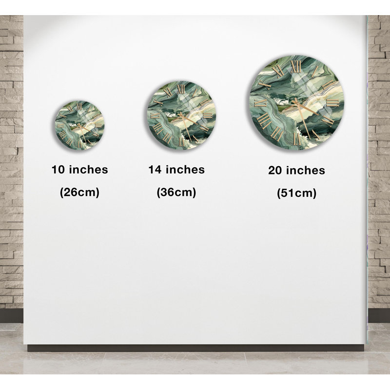 Horloge murale abstraite en verre trempé, conception artistique verte, décoration moderne, horloge à quartz silencieuse, pièce unique, cadeau de pendaison de crémaillère