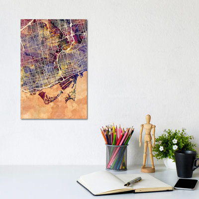 Toronto Street Map II by Michael Tompsett - 1 Piece Wrapped Canvas Wall Art
