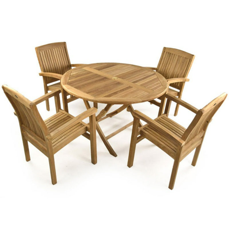 4 - Person Teak Patio Dining Set with Round Table