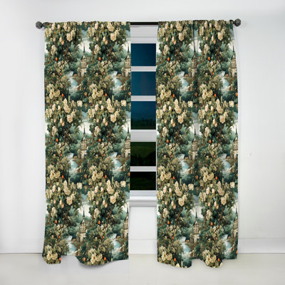 Motif victorien Enchanted Garden Scenes - rideau en velours bohémien - obscurcissant - 1 panneau