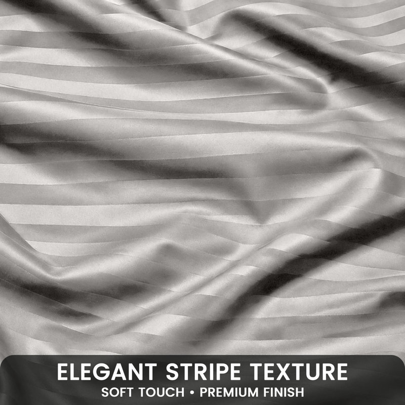 Imperial Homeware London Microfiber Striped Duvet Cover Set with Pillowcases Included, Super King Duvet Cover + 2 Pillowcases