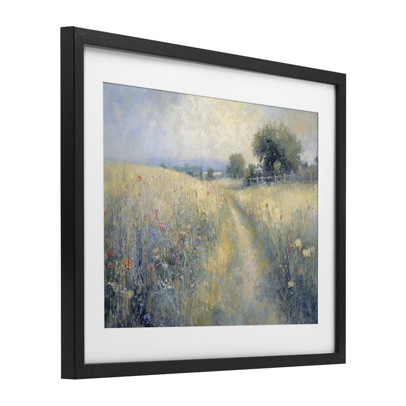 Chemin à travers un champ de fleurs sauvages, impression encadrée sous verre, conception par LSR Creative Studio