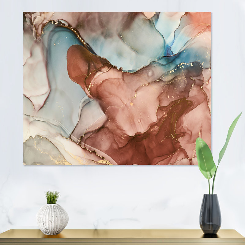 Reproduction d'art sur toile, art abstrait brun, H 34 po x l 44 po, Toile tendue