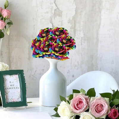10 pièces d'arc-en-ciel rose, fleurs, roses, cadeaux de Noël, décorations de mariage et fournitures de fête d'anniversaire pour les mariages, fêtes de fin d'année, cadeaux de Noël