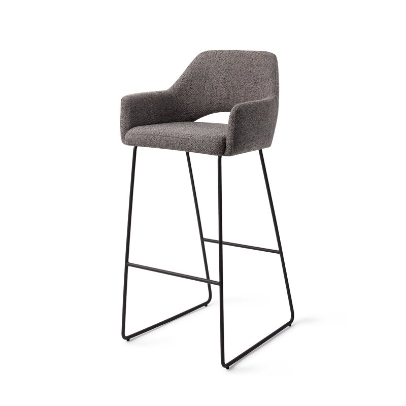 Nithsdale Upholstered Counter Stool with Metal Frame, Dark Grey, 75cm